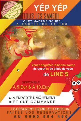 Vente de soupe à emporter uniquement à Lamentin